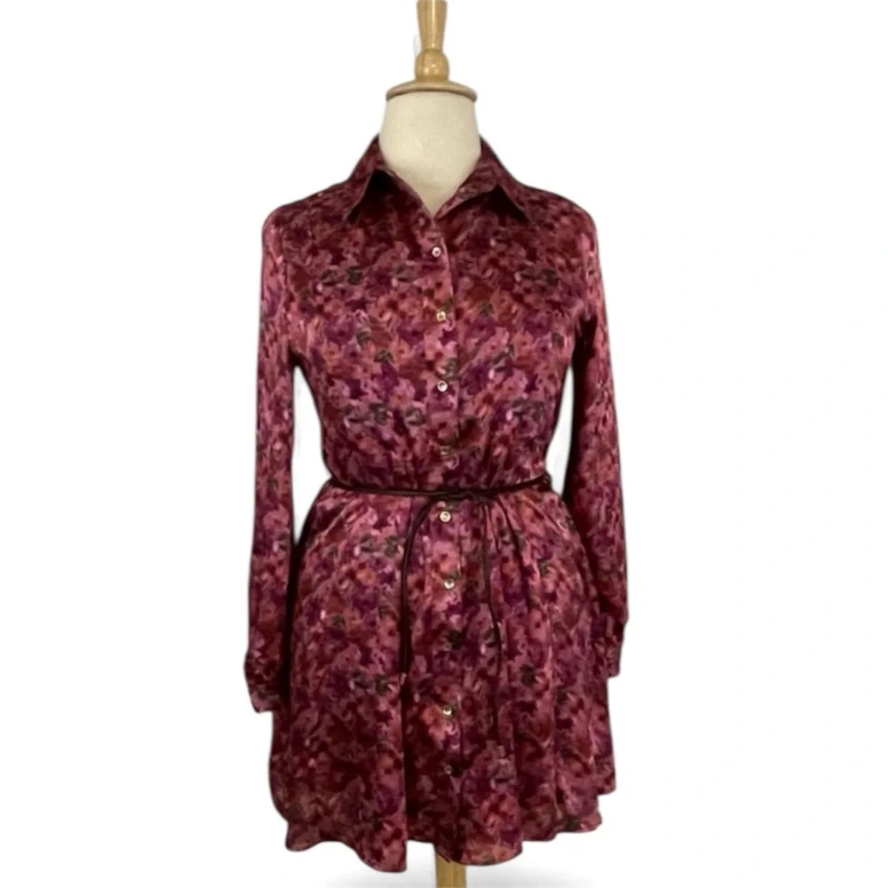 zara pink floral shirt dress Zara Printed Mini Shirt Dress  UFO No More
